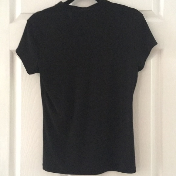 Black Short Sleeve Ruffle Tuxedo Blouse Size S - Picture 5 of 5